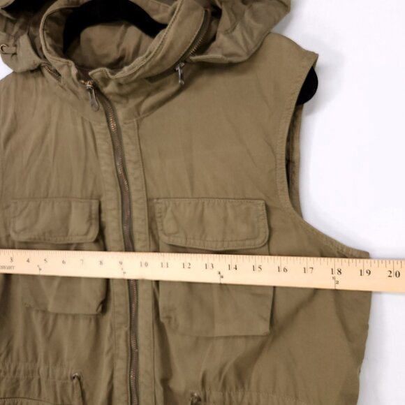 J Crew Vest Womens Medium Green Military Utility Sleeveless Chino Classic Twill - Picture 7 of 9